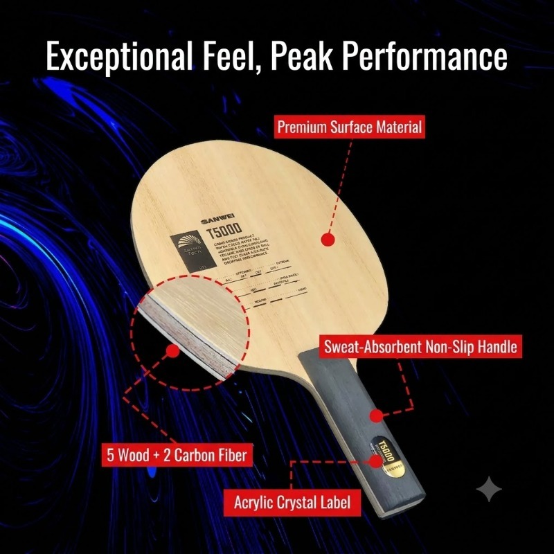 Table Tennis Bat Butterfly - SANWEI T5000 Table Tennis Blade, 5