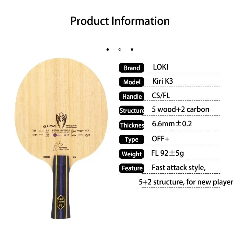 Original LOKI Kirin K3 Table T - Table Tennis Bat Butterfly review and price
